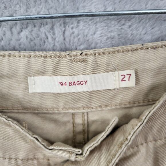 Levis 94 Baggy Cargo Pants Womens Tan Size 27 Straight Leg 90s Y2k Pockets - Picture 8 of 14